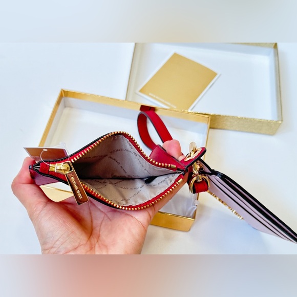 Michael Kors Jet Set Travel Small Card Case Duo Wallet Pink Multi - Picture 5 of 11